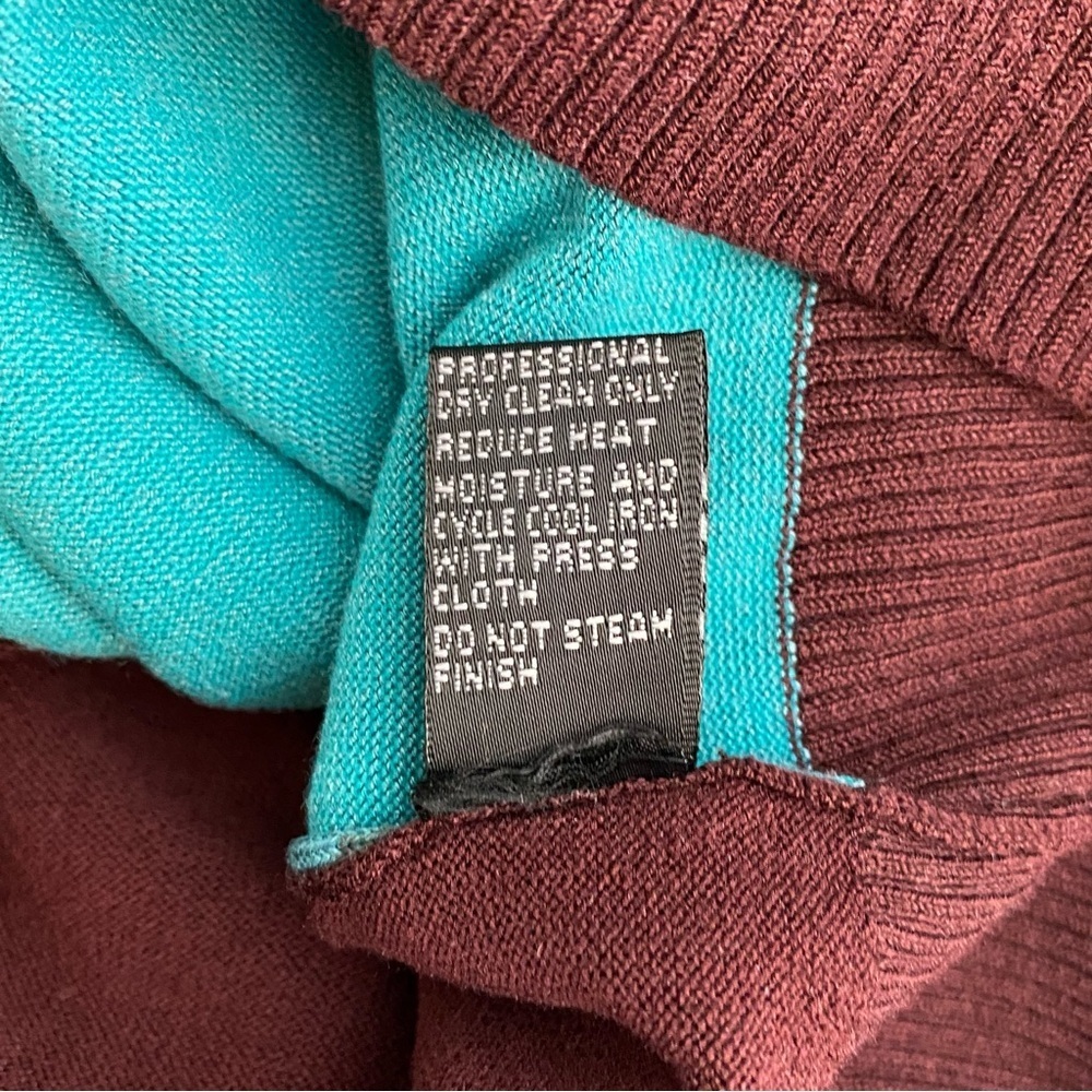 Michelle Nicole Burgundy and Teal Beaded Button Front Cardigan Sweater - Picture 7 of 8